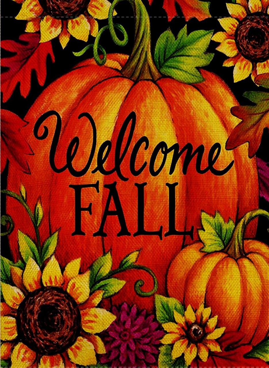 Home Decorative Happy Fall Yall Garden Flag Welcome Quote Double Sided, Autumn Sunflowers House Yard Flag, Rustic Harvest Pumpkin Yard Decorations, Sunflower Seasonal Outdoor Flag 12 x 18